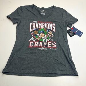 Atlanta Braves Fanatics 2021 World Series Champions Womens Size Medium Shirt NEW